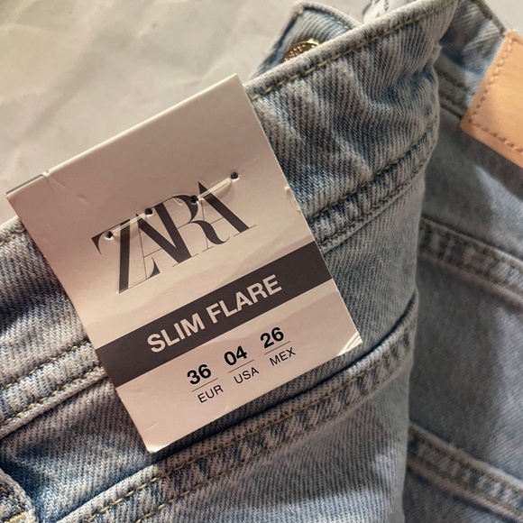 Zara Light Blue Slim Flare Jeans - Picture 13 of 14